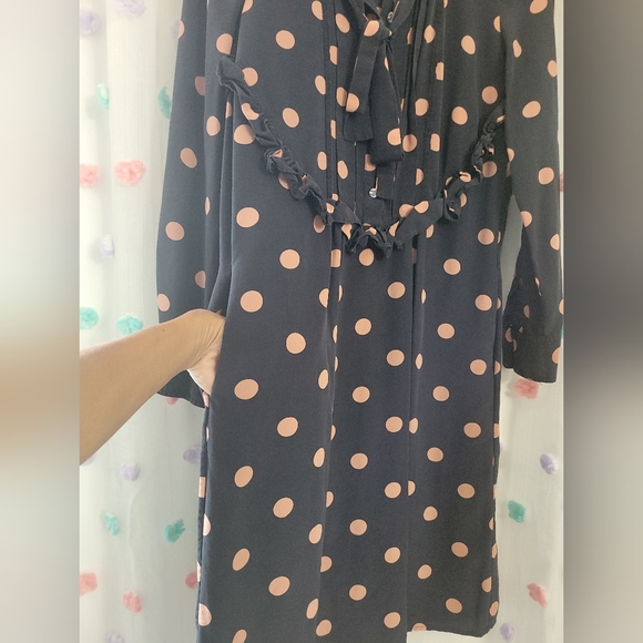 Tory Burch Black Polka-Dot Silk Crepe De Chine Dress Size 0 - Picture 8 of 10